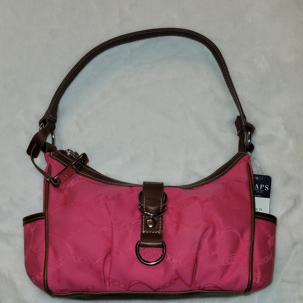 Vintage Ralph Lauren Chaps Milano Dark Pink Equestrian Buckle Purse New With Tag - Picture 2 of 16